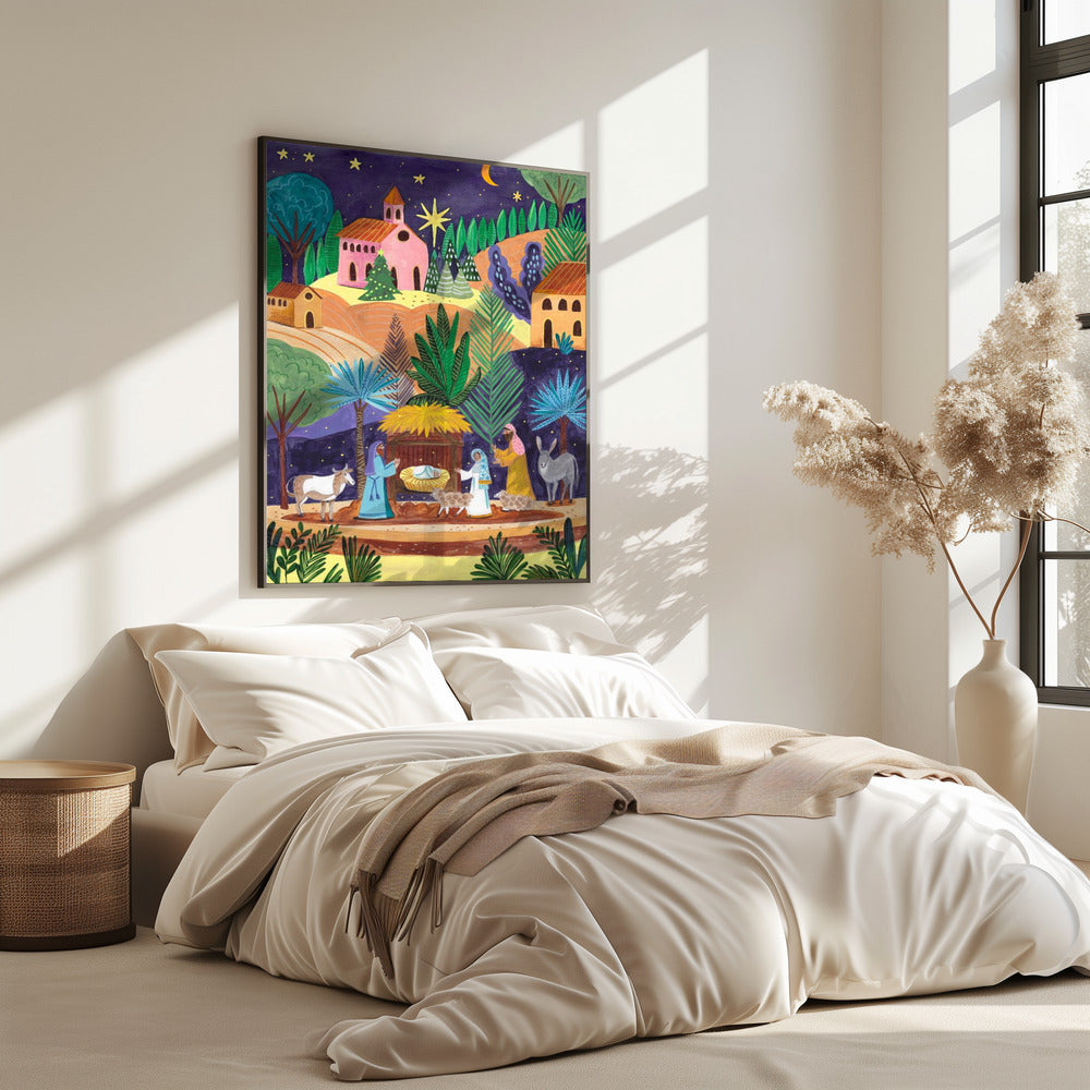 Weihnachtskrippe Sternennacht | Poster