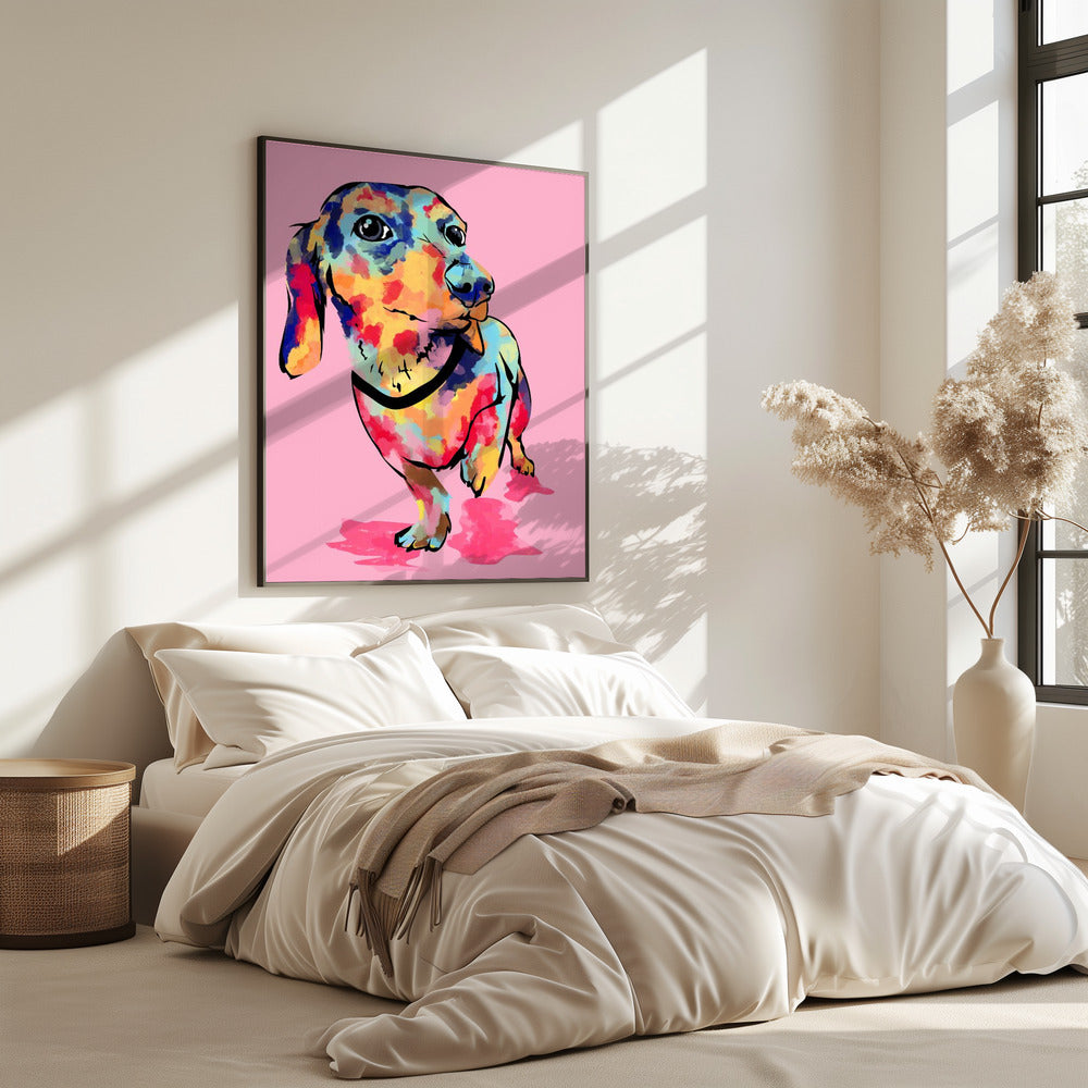 Regenbogenwelpe, süßer und bunter Hund | Poster