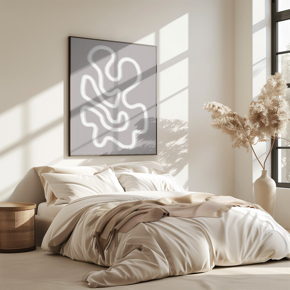 Abstrakte Kunst mit fließenden weißen Linien | Poster