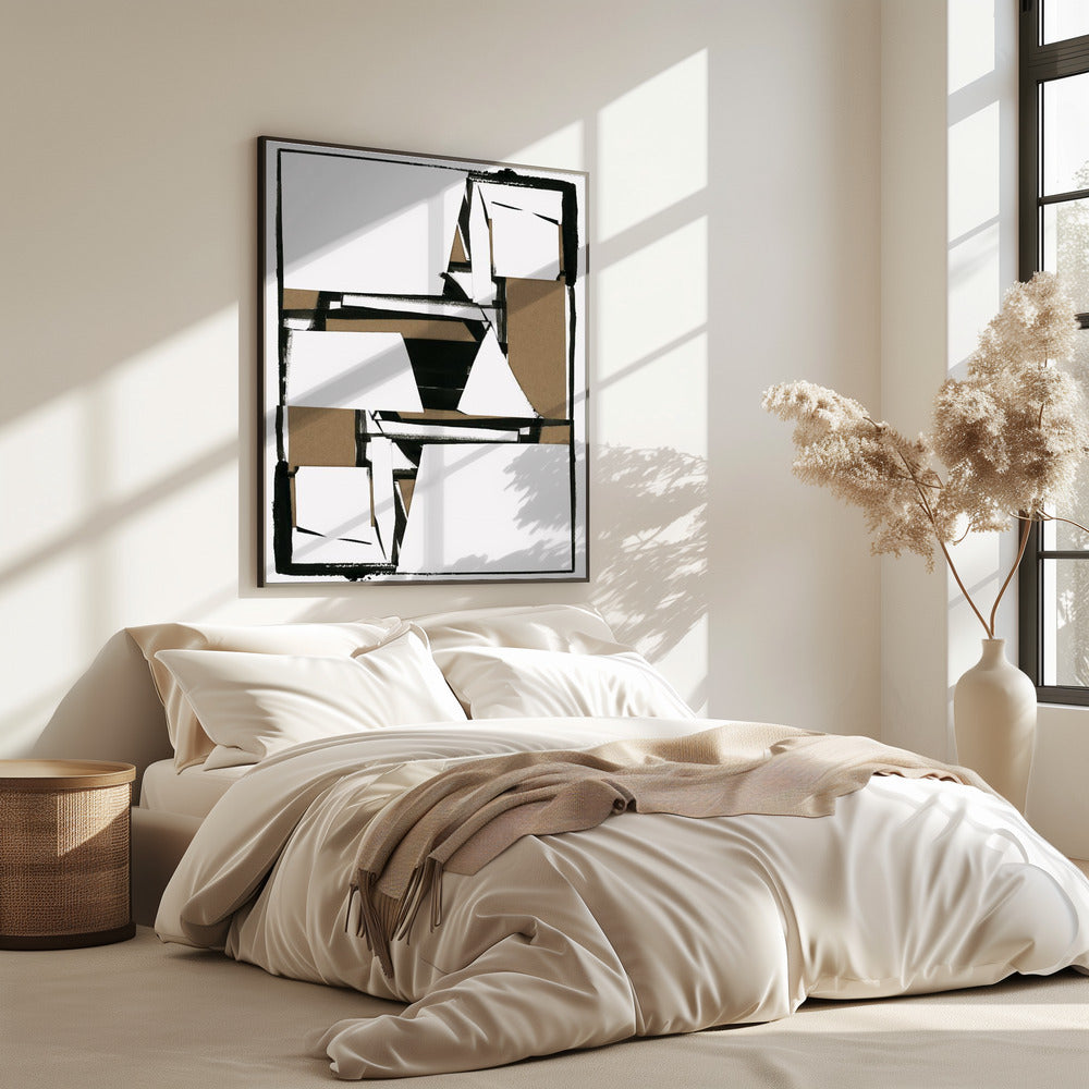 Abstrakter Kunstdruck in Schwarz und Hellbraun | Poster