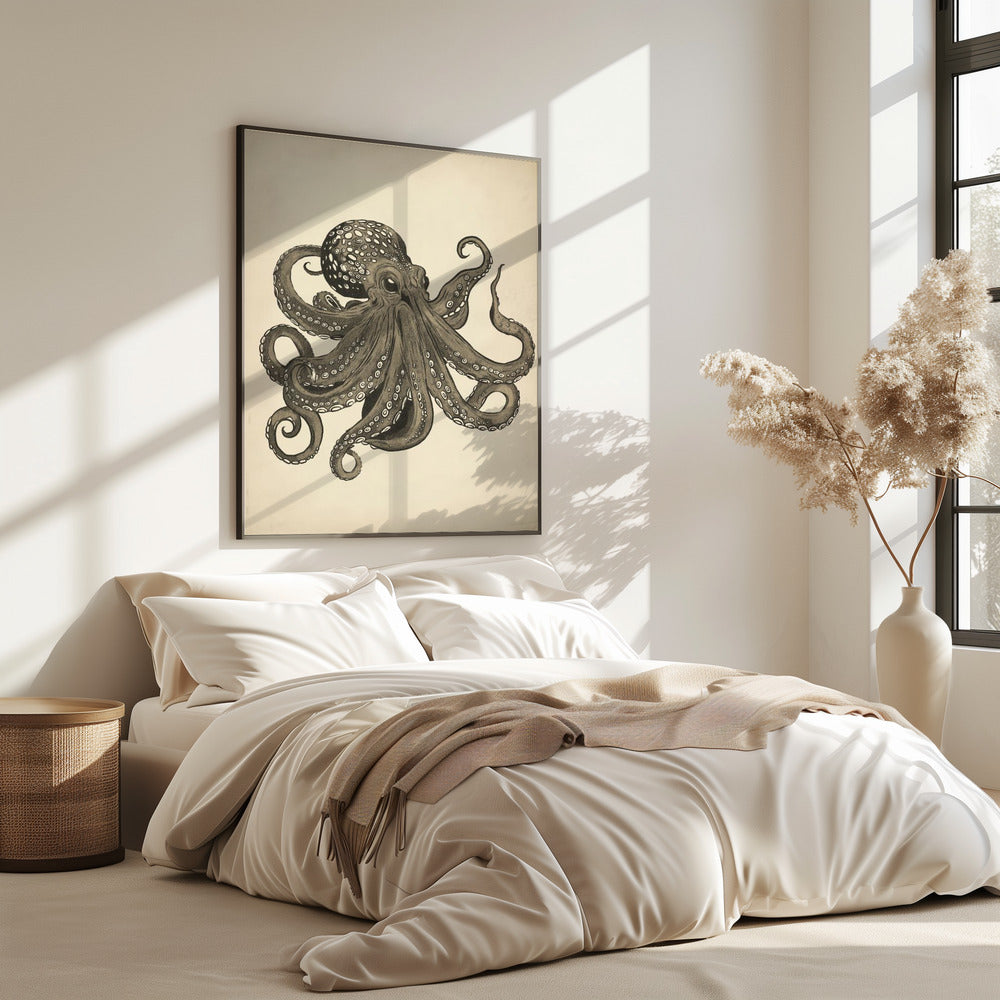 Oktopus Vintage handbemalt | Poster