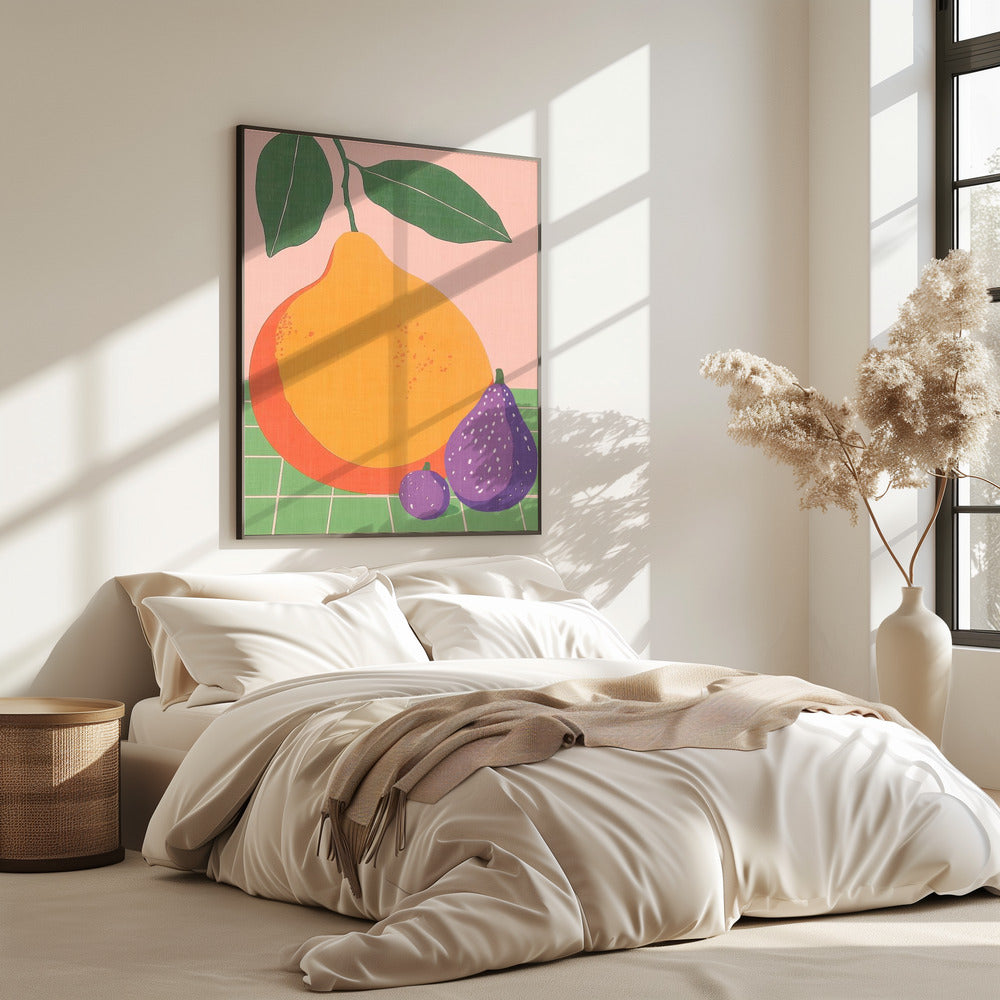 Obstillustration Birne und Feigen | Poster