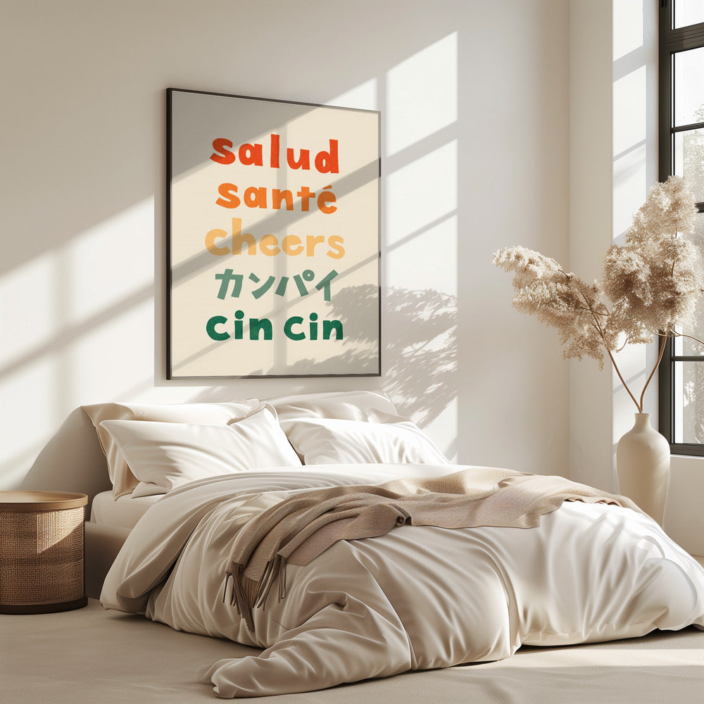 Prost Typografie - Salud Santé Prost Kanpai Cin cin | Poster