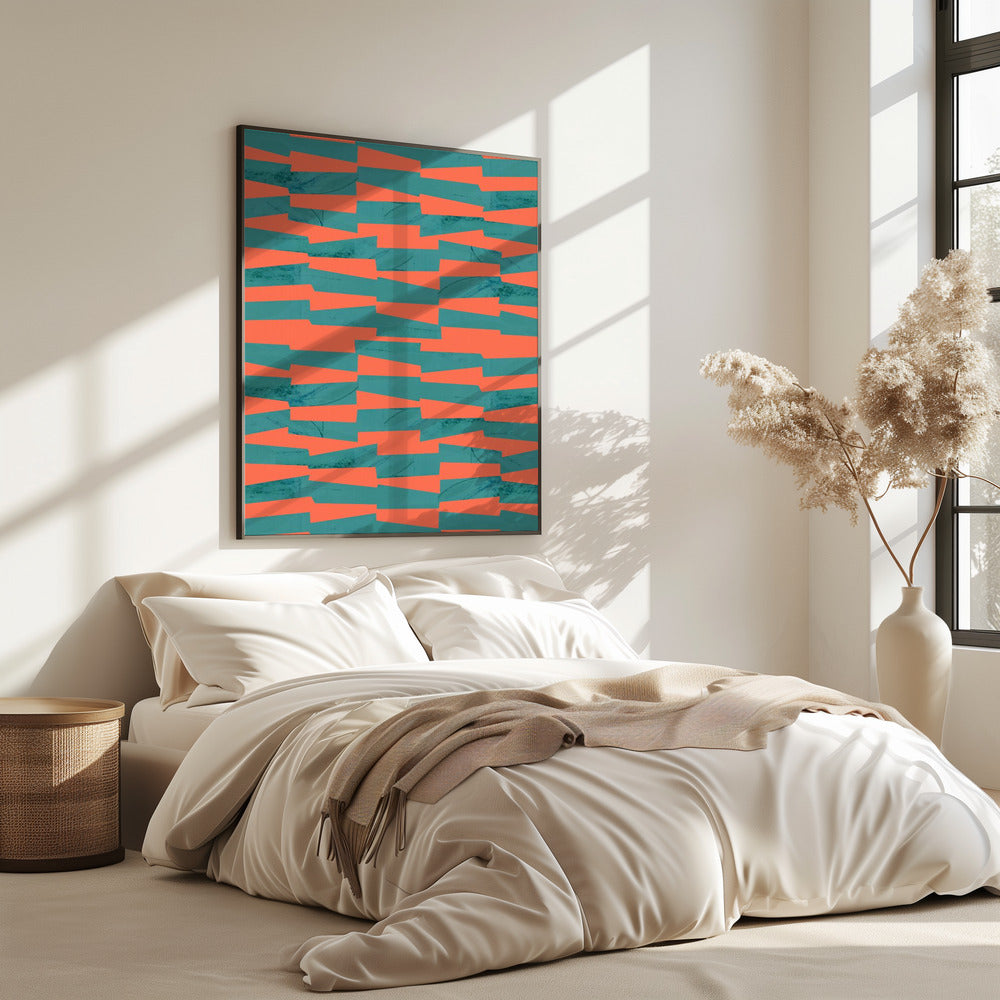 Turquoise &amp; Coral Abstraction 9 | Poster