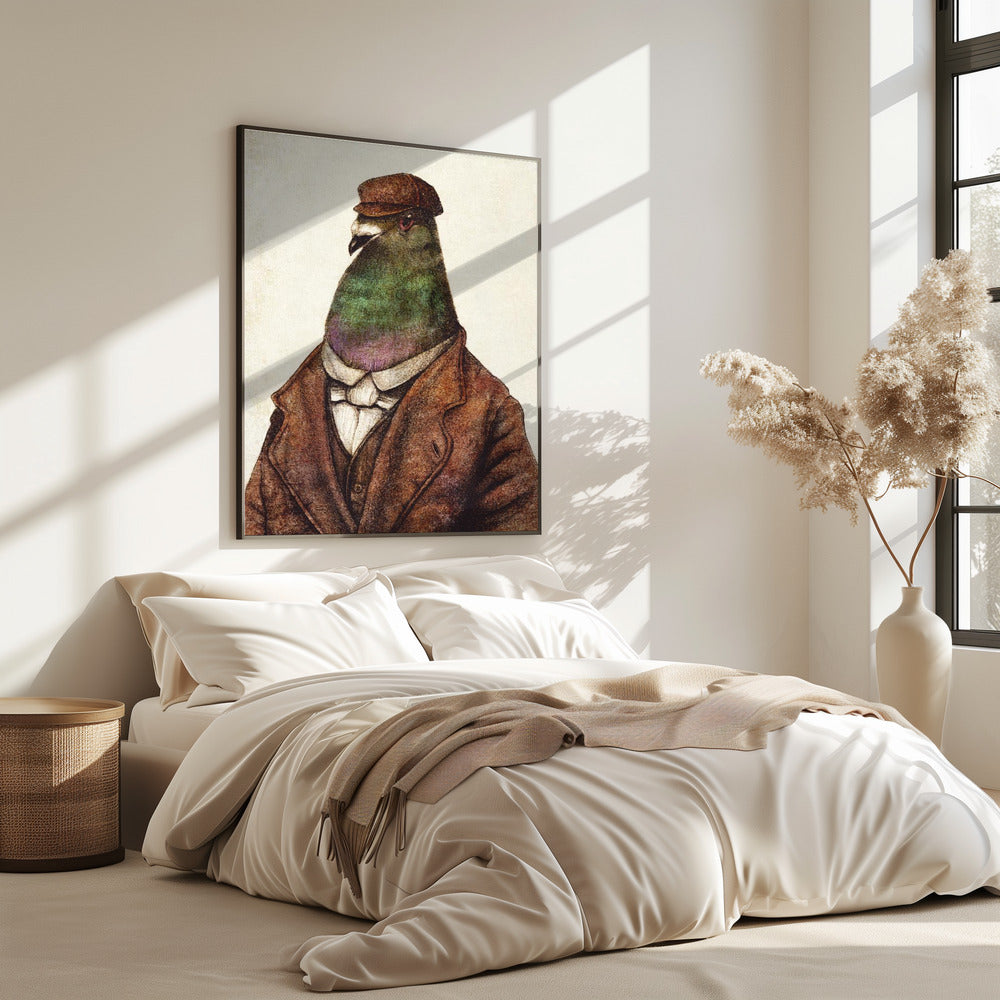 Taube in Vintage-Kleidung | Poster