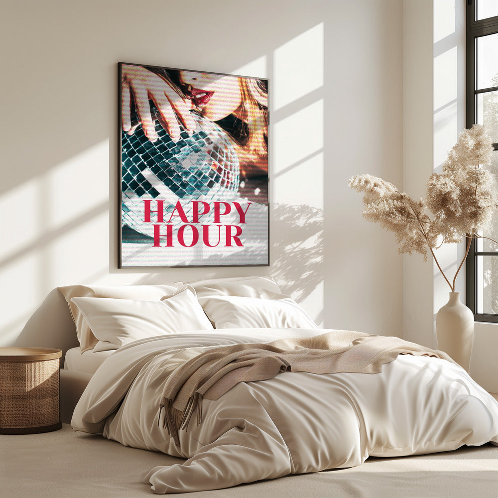 Frau mit einer Discokugel | Poster