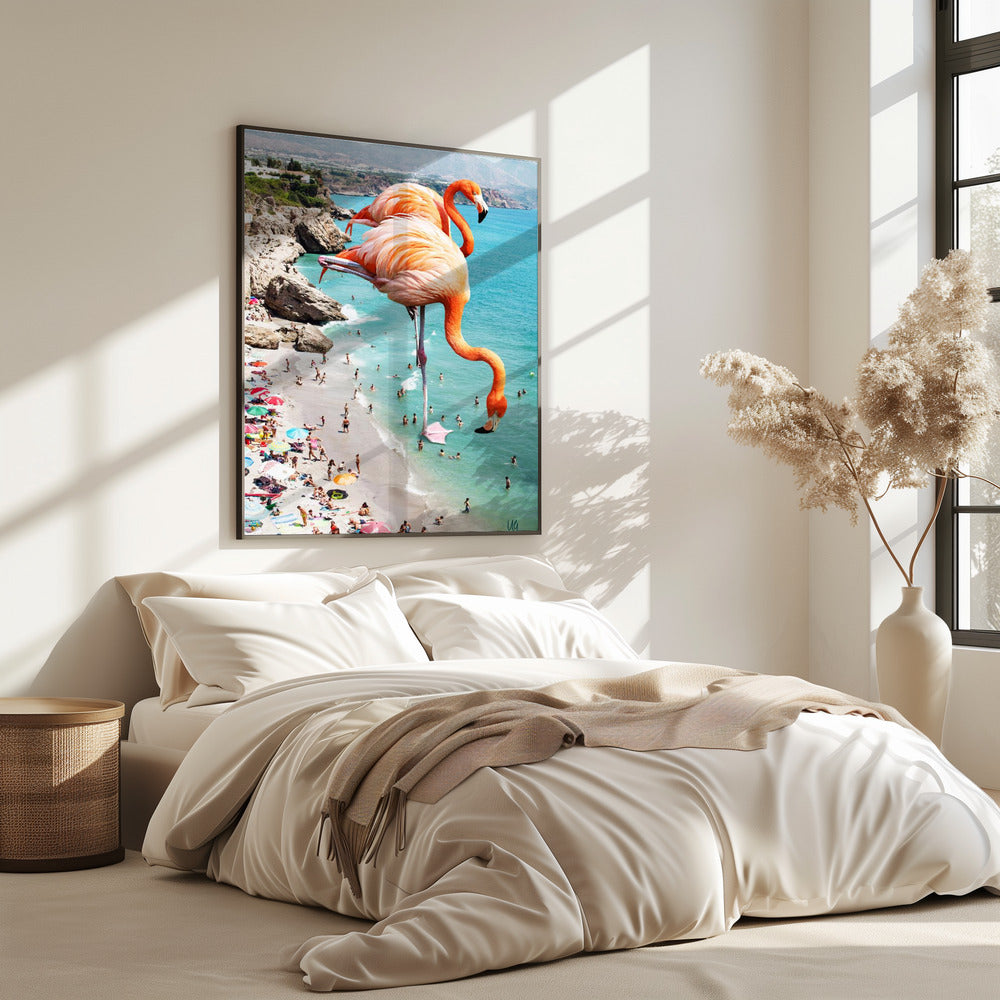 Flamingos am Strand | Poster