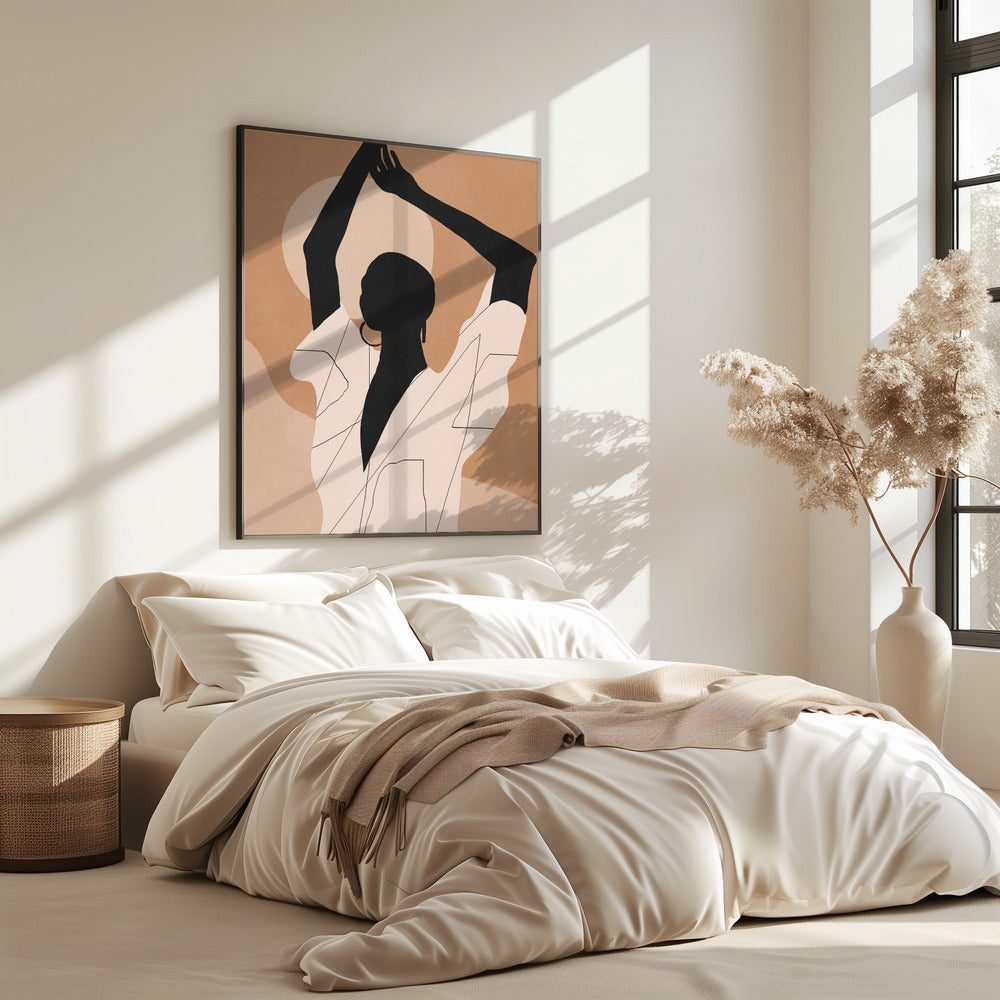 Minimalistische abstrakte Kunst Sonnenuntergang Mädchen | Poster
