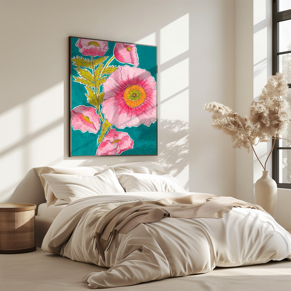 Aquarellblumen in Rosa und Grün von Alyssa Hamilton Art | Poster