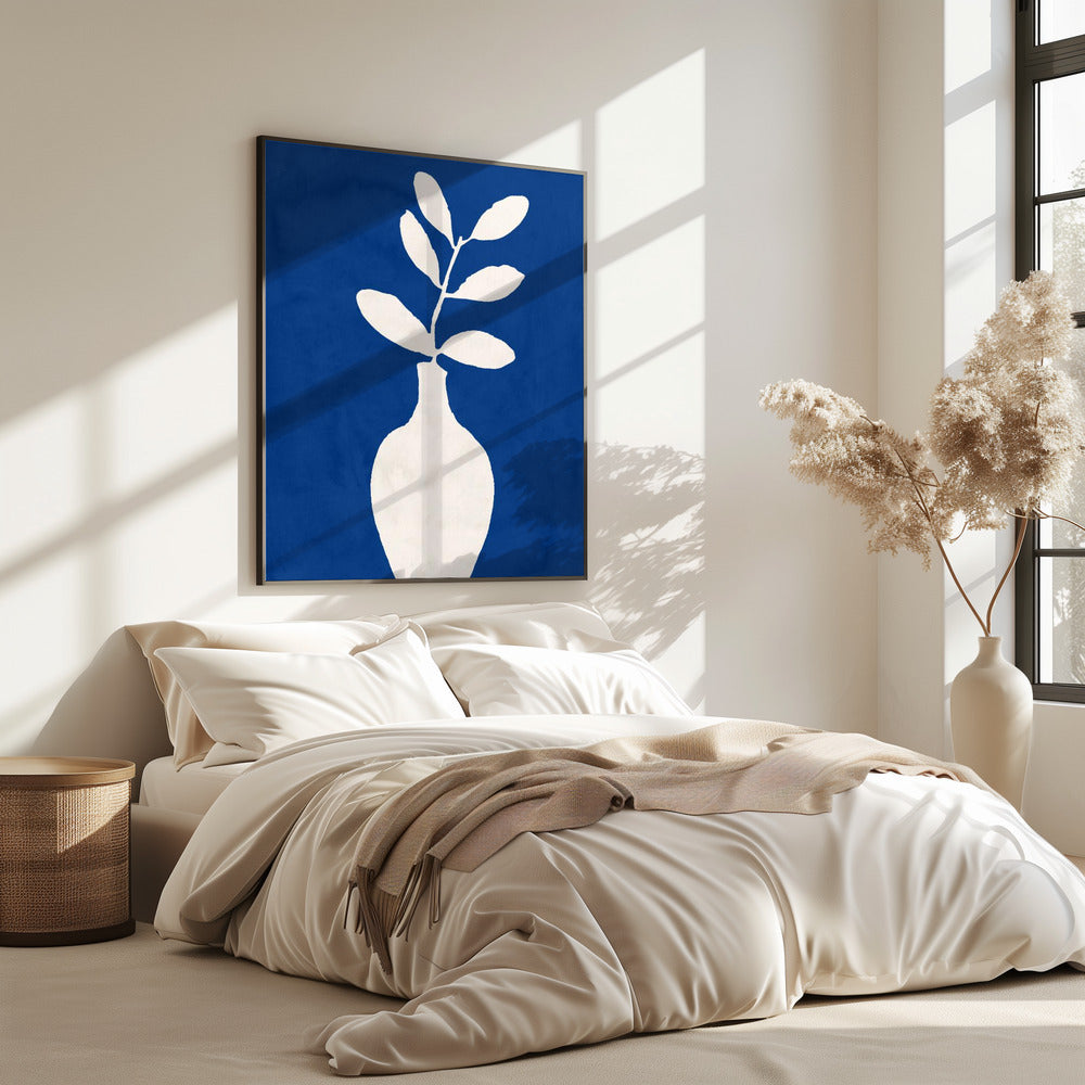 Weiße Vase und Blätter | Poster
