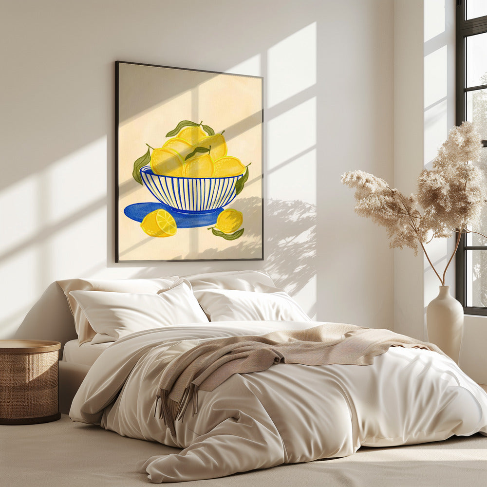 Schale mit leuchtend gelben Zitronen | Poster