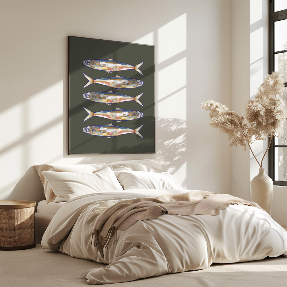 Fünf Fische in einer Reihe | Poster