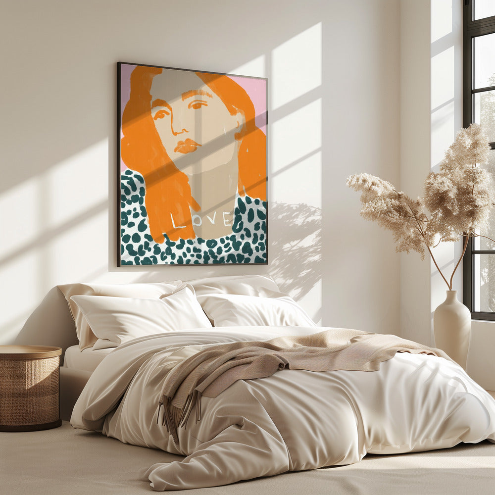 Porträt einer Frau mit orangefarbenem Haar | Poster