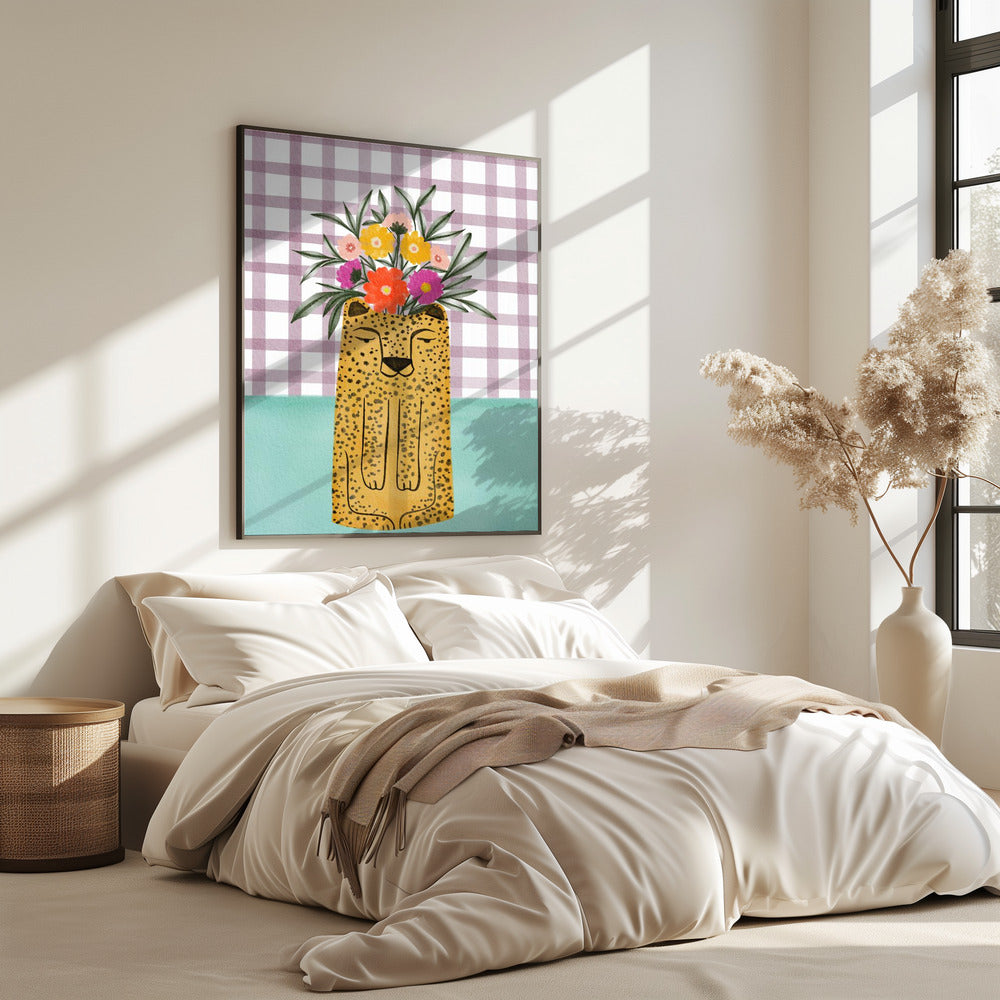 Vase in Leopardenform mit Blume | Poster
