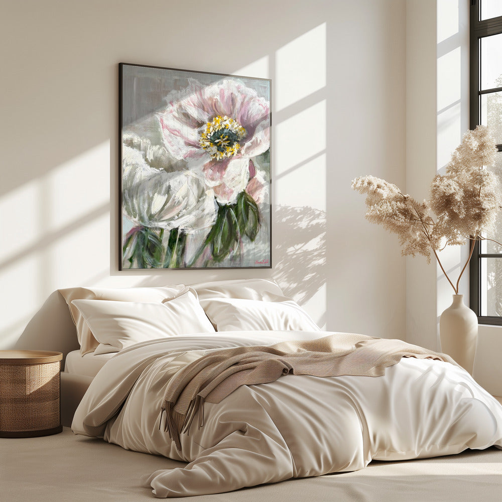 Zarte weiße und rosa Blumen | Poster