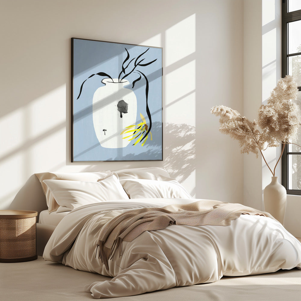 Vase und verwelkte Blüte | Poster