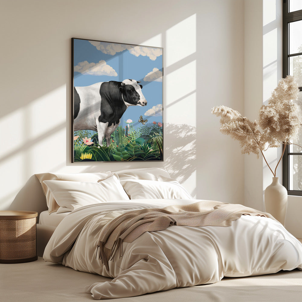 Colourful Portraits of Happy Cows (butterfly Included) | Poster