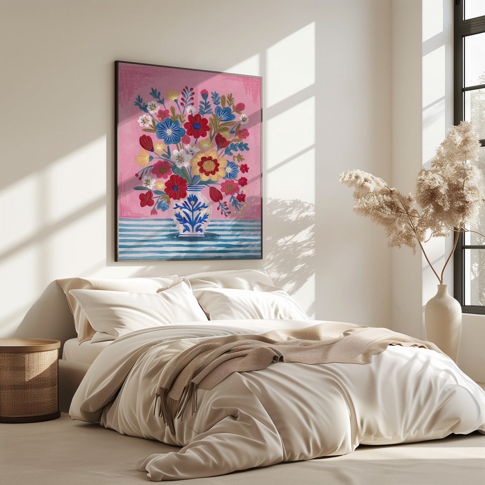 Vase mit üppigem Blumenstillleben | Poster