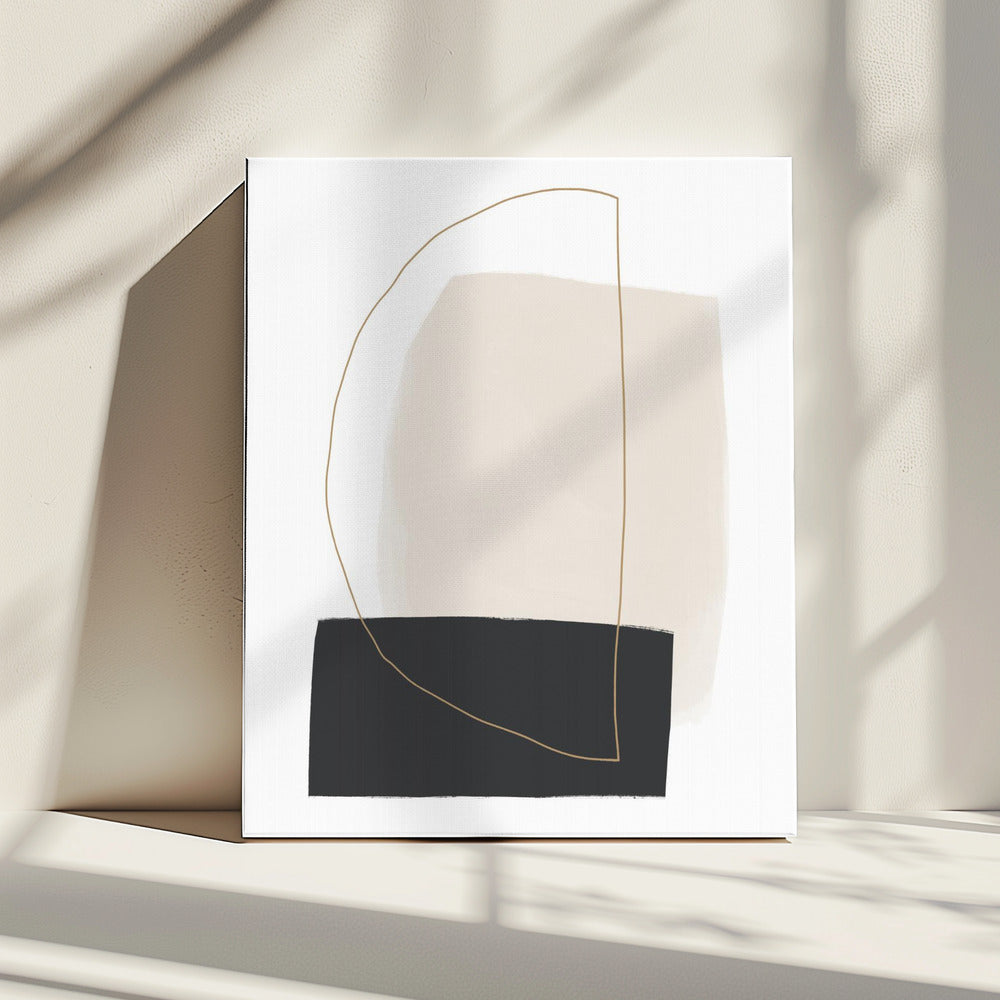 Geometric Shapes in Black, White and Beige Tones | Canvas