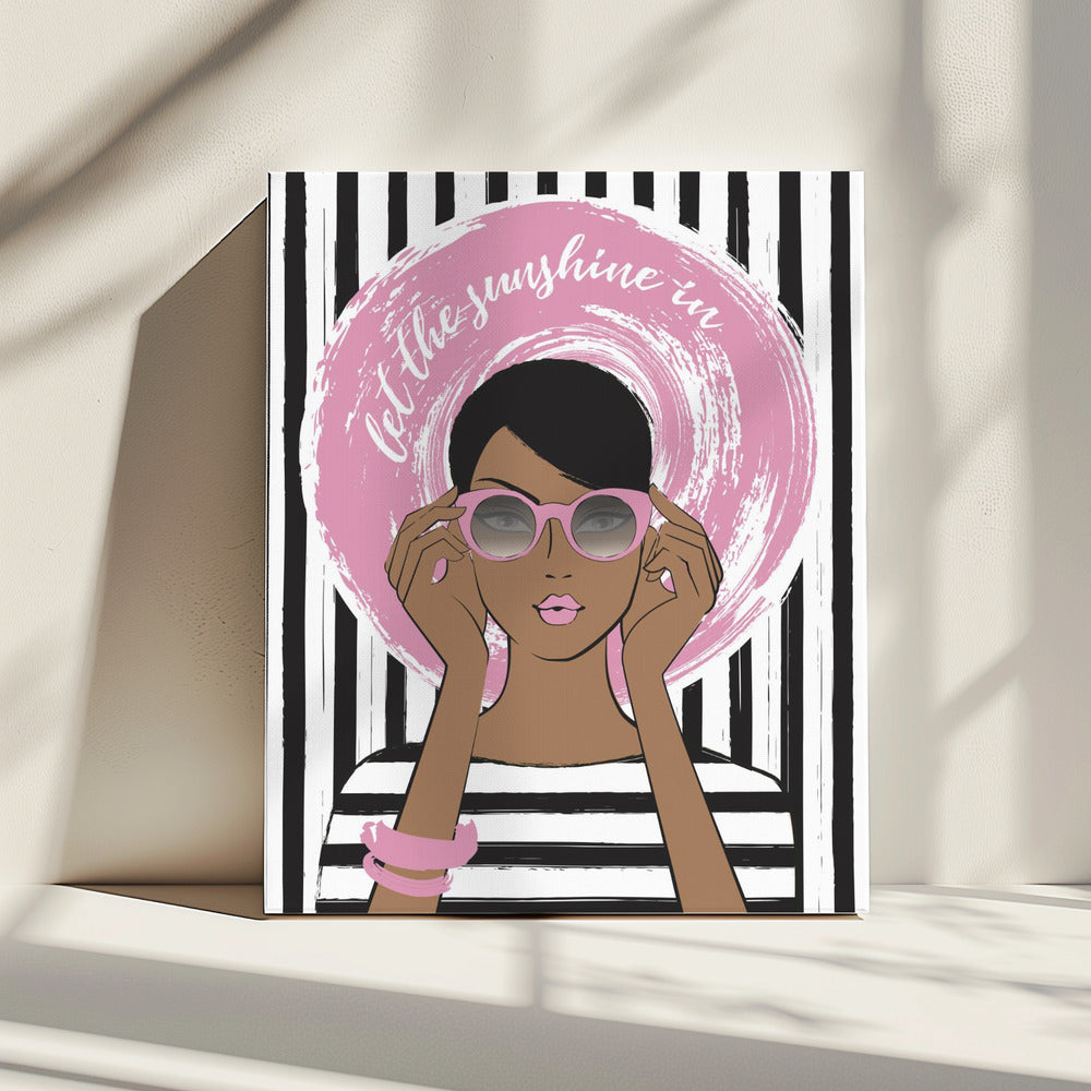 Frau mit rosa Sonnenbrille | Leinwand