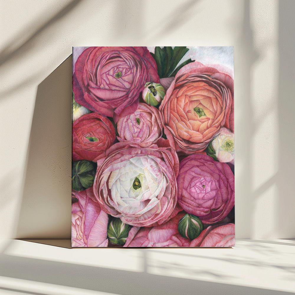 Arleth Ranunkelnstrauß in warmem Rosa | Leinwand