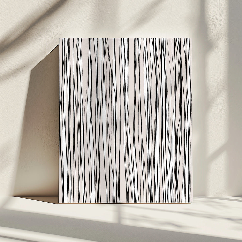 Schwarz auf beigen Linien | Leinwand