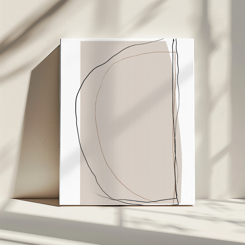 Elegante Linienkunst auf neutralem beigem Hintergrund | Leinwand