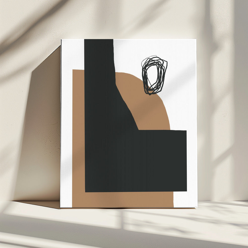 Geometrische Formen in Schwarz und Braun | Leinwand
