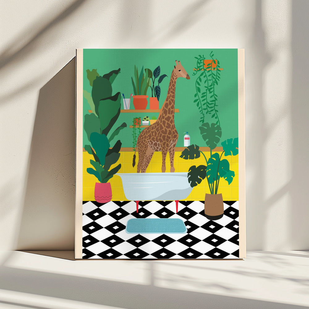 Giraffenbadezeit | Leinwand