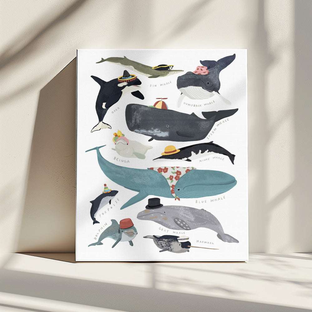 Whales In Hats | Canvas