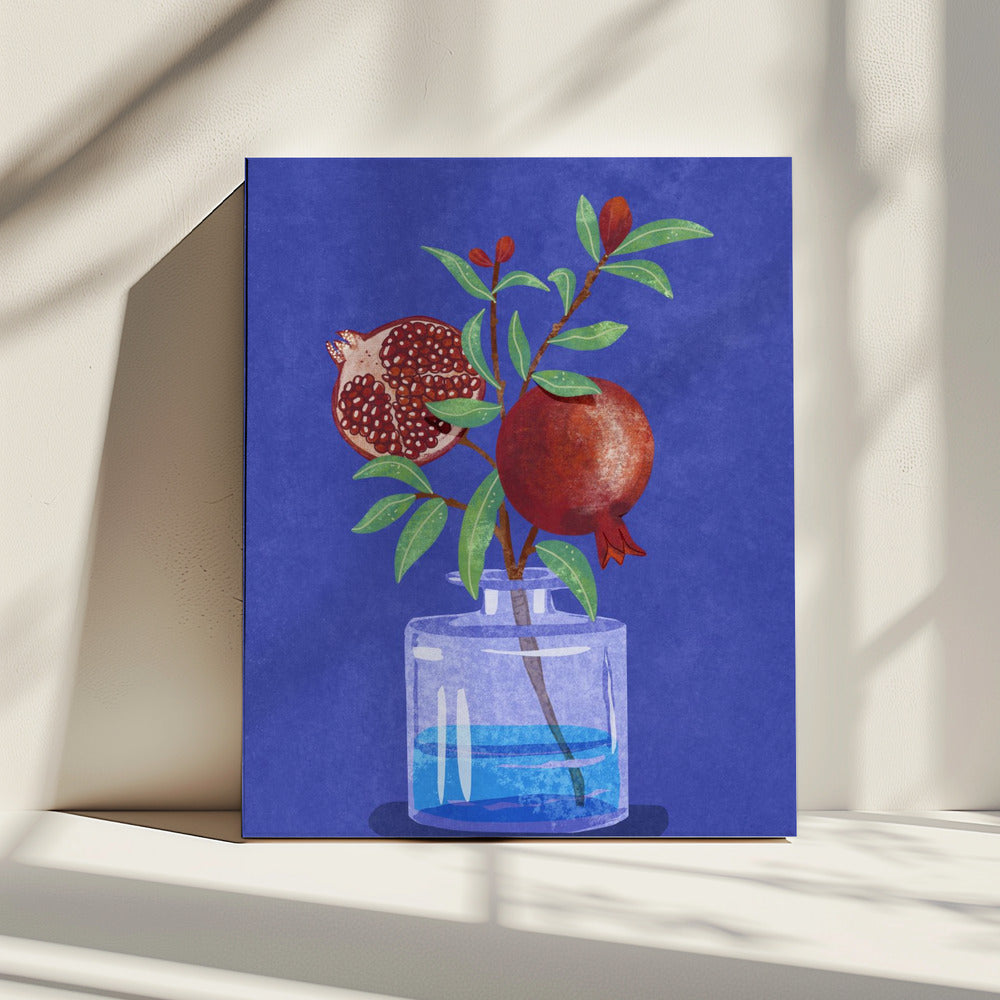 Granatapfel in Vase | Leinwand