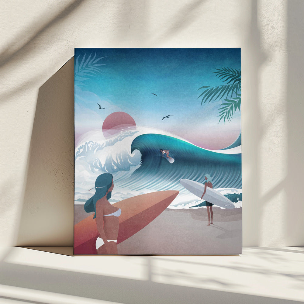 Sonnenuntergang Surfszene | Leinwand
