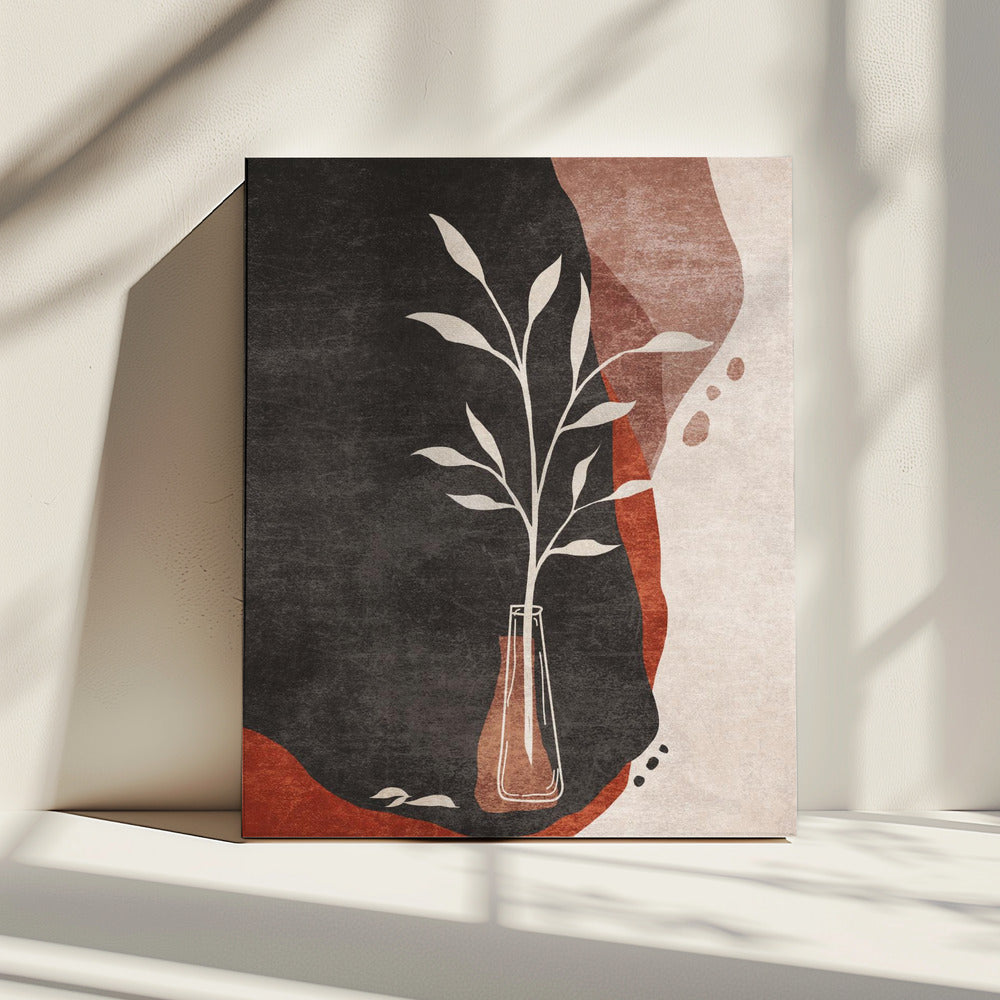 Vase und Blätter | Leinwand