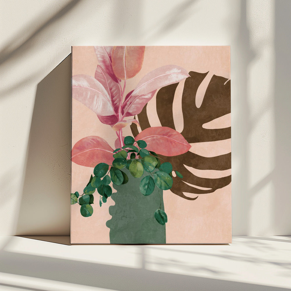 Blätter Mehr 6 Rosa | Leinwand