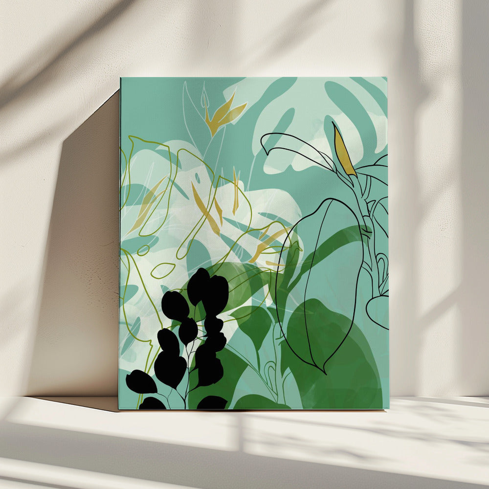 Blätter Linie Boho2 | Leinwand