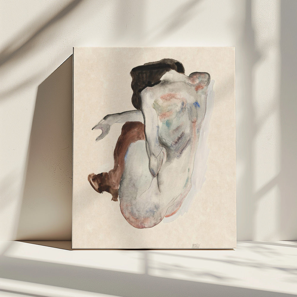 Crouching Nude In Shoes and Black Stockings 1912 | Canvas