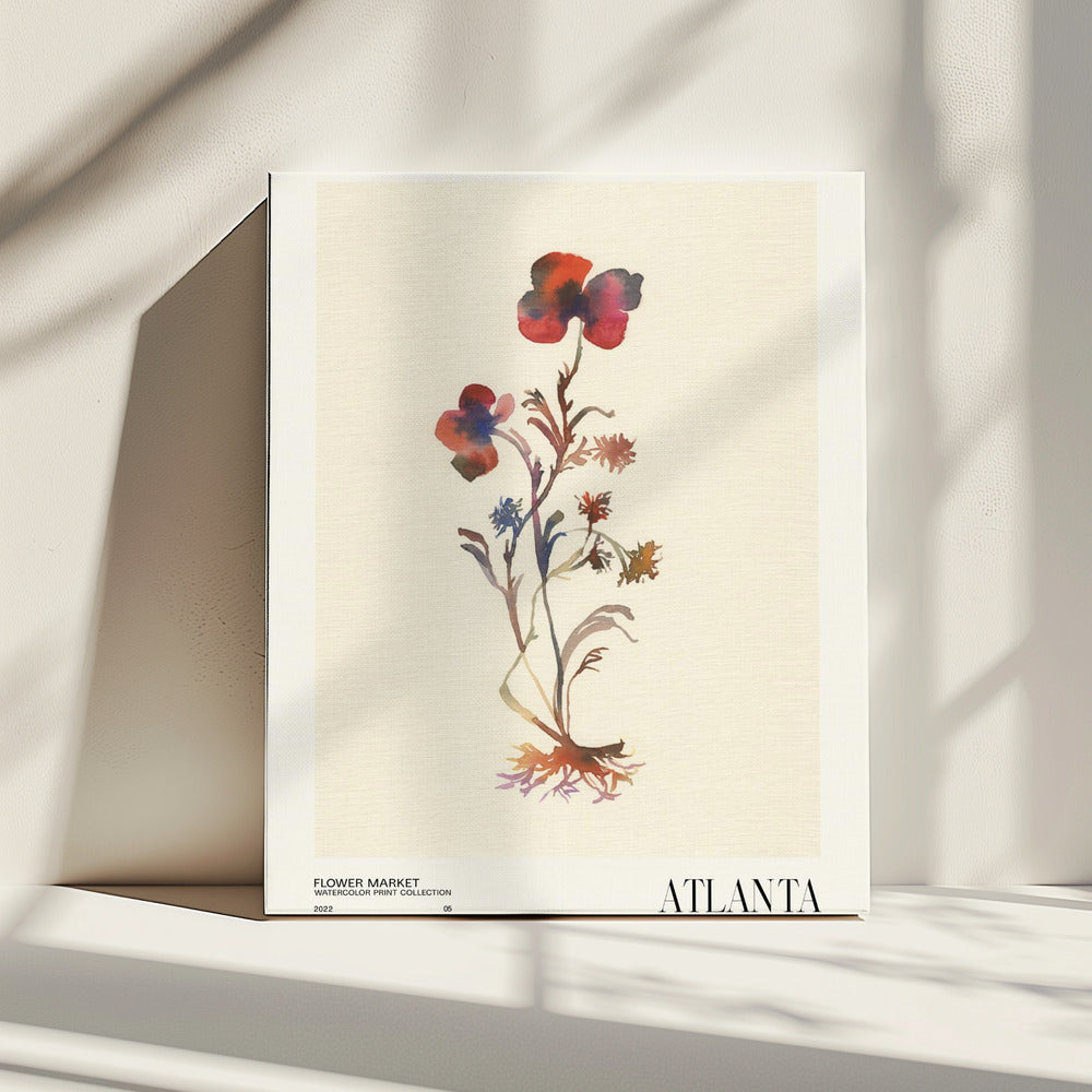 Aquarelldruck-Sammlung. Blumenmarkt – Atlanta | Leinwand