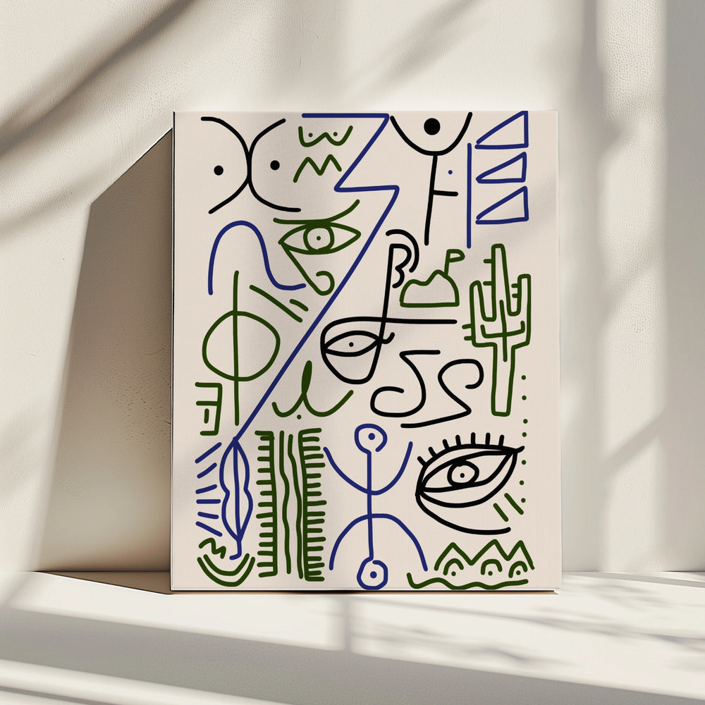 Line Art Bizarres Dorfsymbol | Leinwand