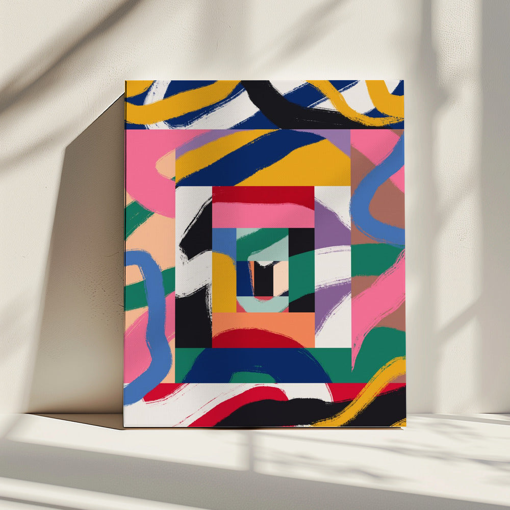 Geometrische Formen und kräftige Pinselstriche | Leinwand