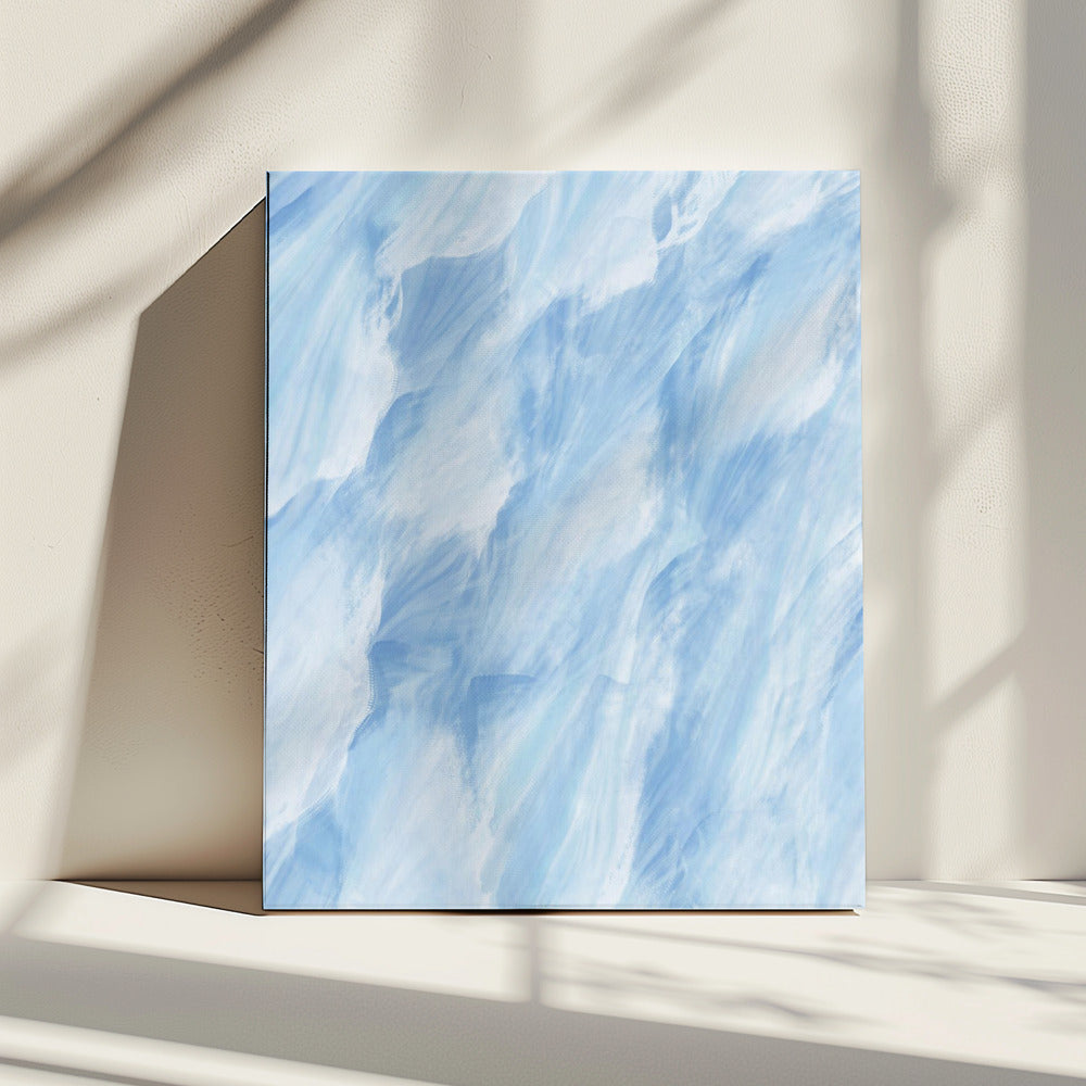Hellblaue und weiße Pinselstriche | Leinwand