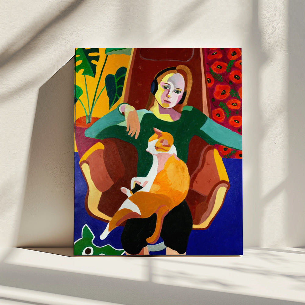 The Girl And The Cat | Canvas