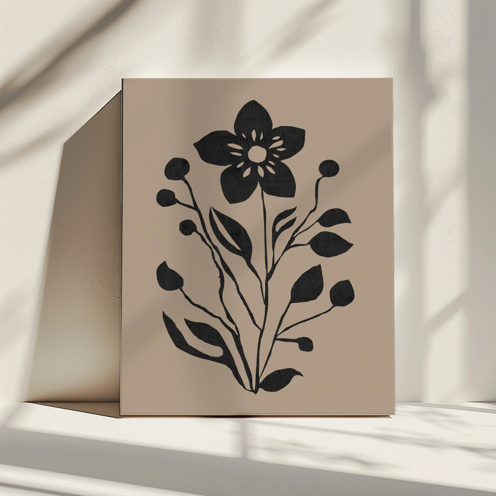 Black Flower Modern Botanical Silhouette | Canvas