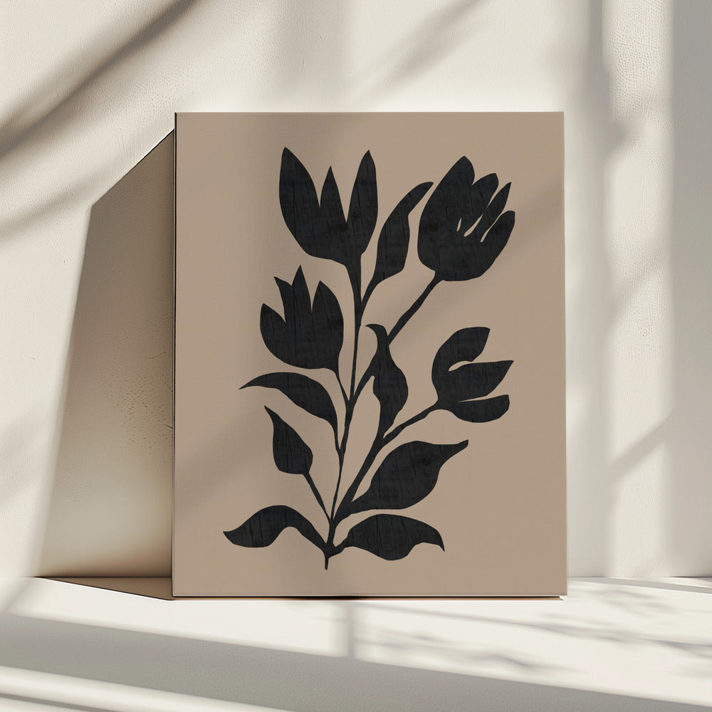 Schwarze Tulpen Moderne Botanische Silhouette | Leinwand
