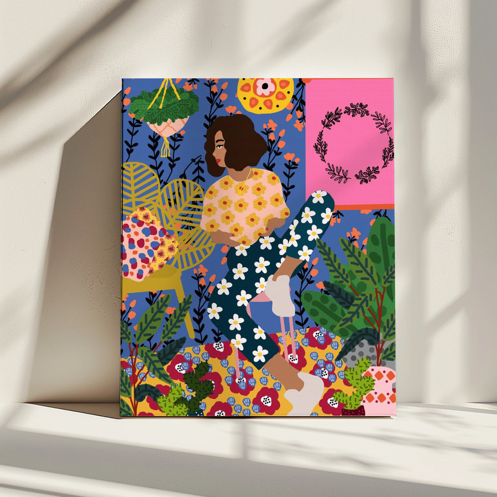 Floral Retreat Mädchen | Leinwand