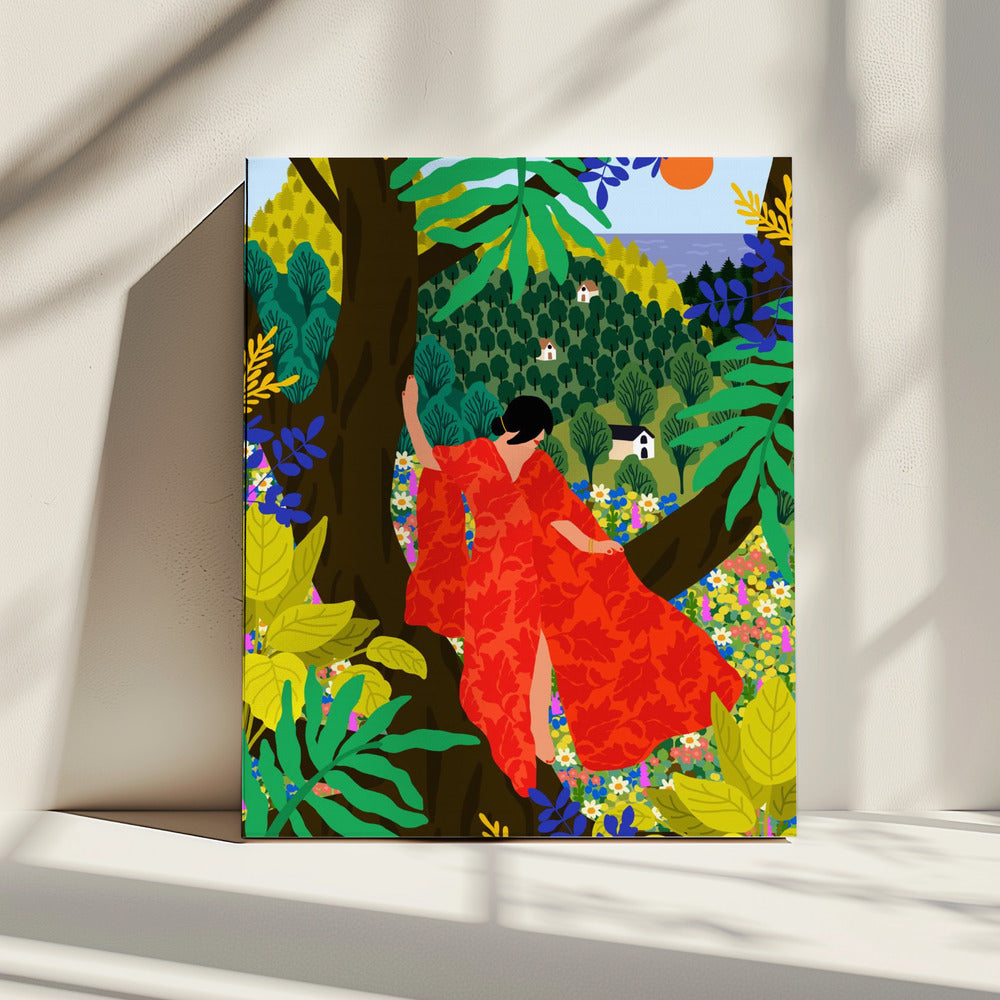 Mädchen im Baum | Leinwand