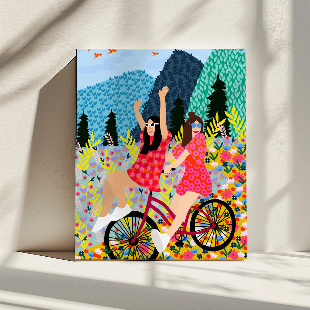 Freunde auf dem Fahrrad | Leinwand