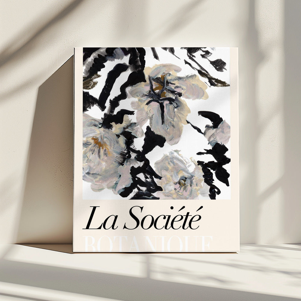 La Société Botanique Schwarze und weiße und cremefarbene Blumen 2 | Leinwand
