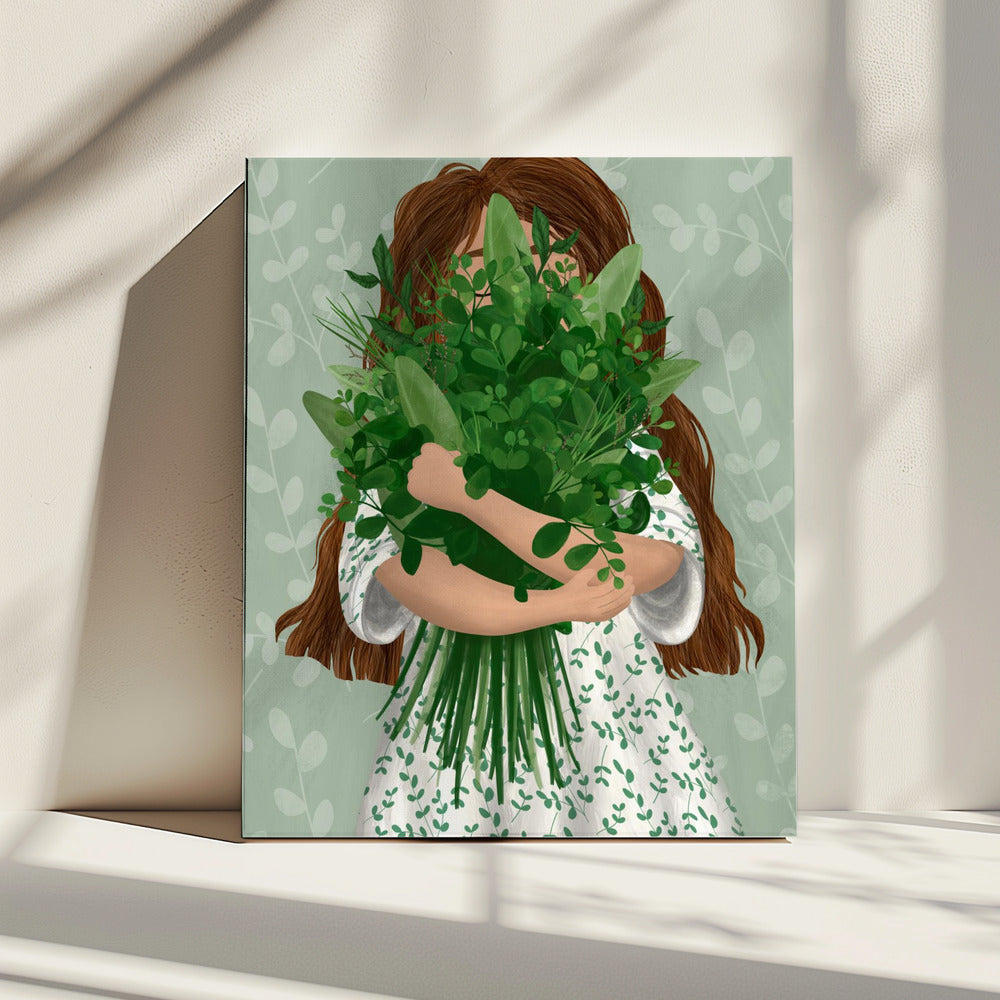 Mädchen mit Blumenstrauß | Leinwand