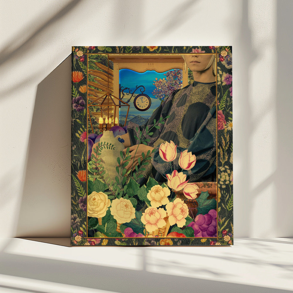 Surreale Blumenportal-Collage | Leinwand