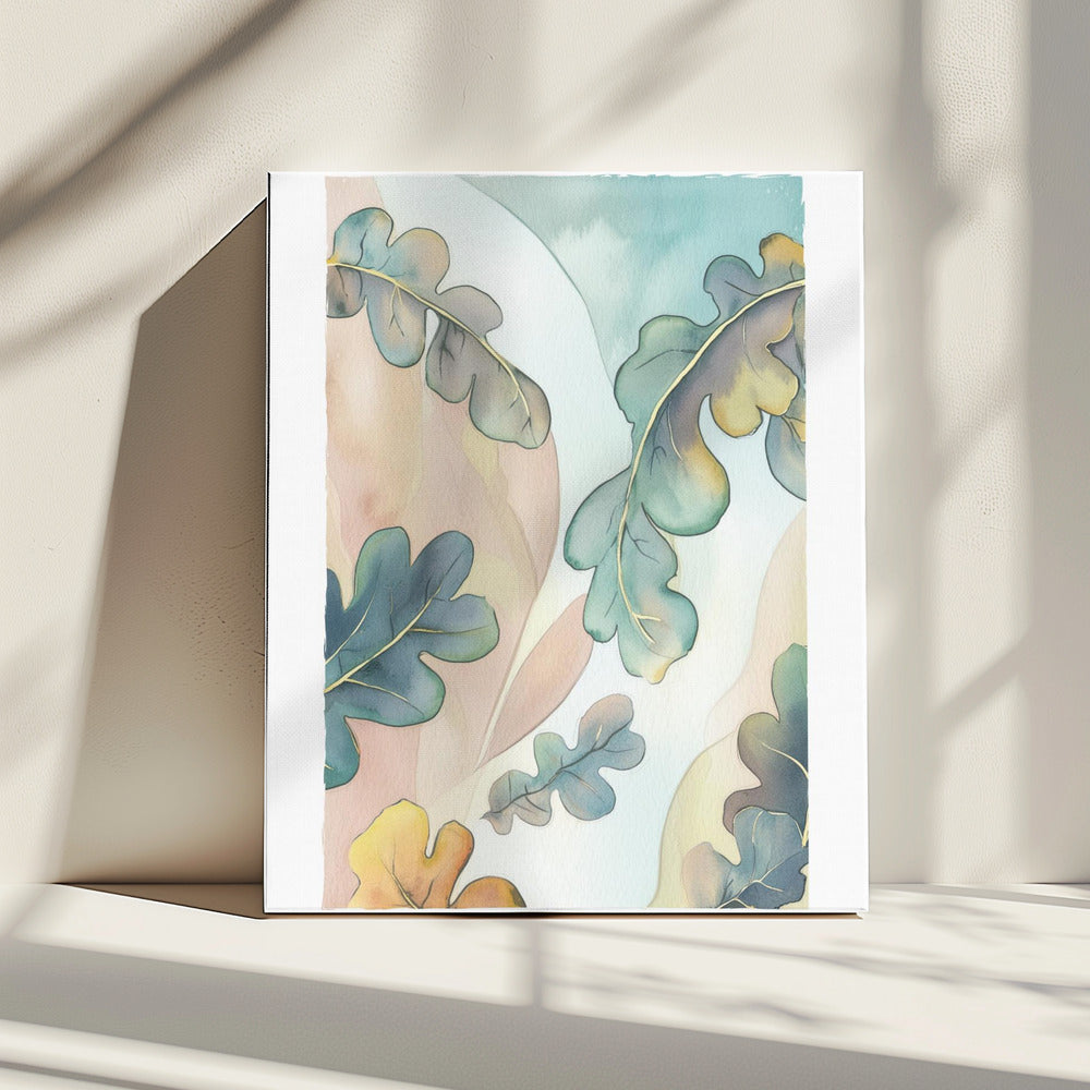 Aquarell Eichenblätter | Leinwand